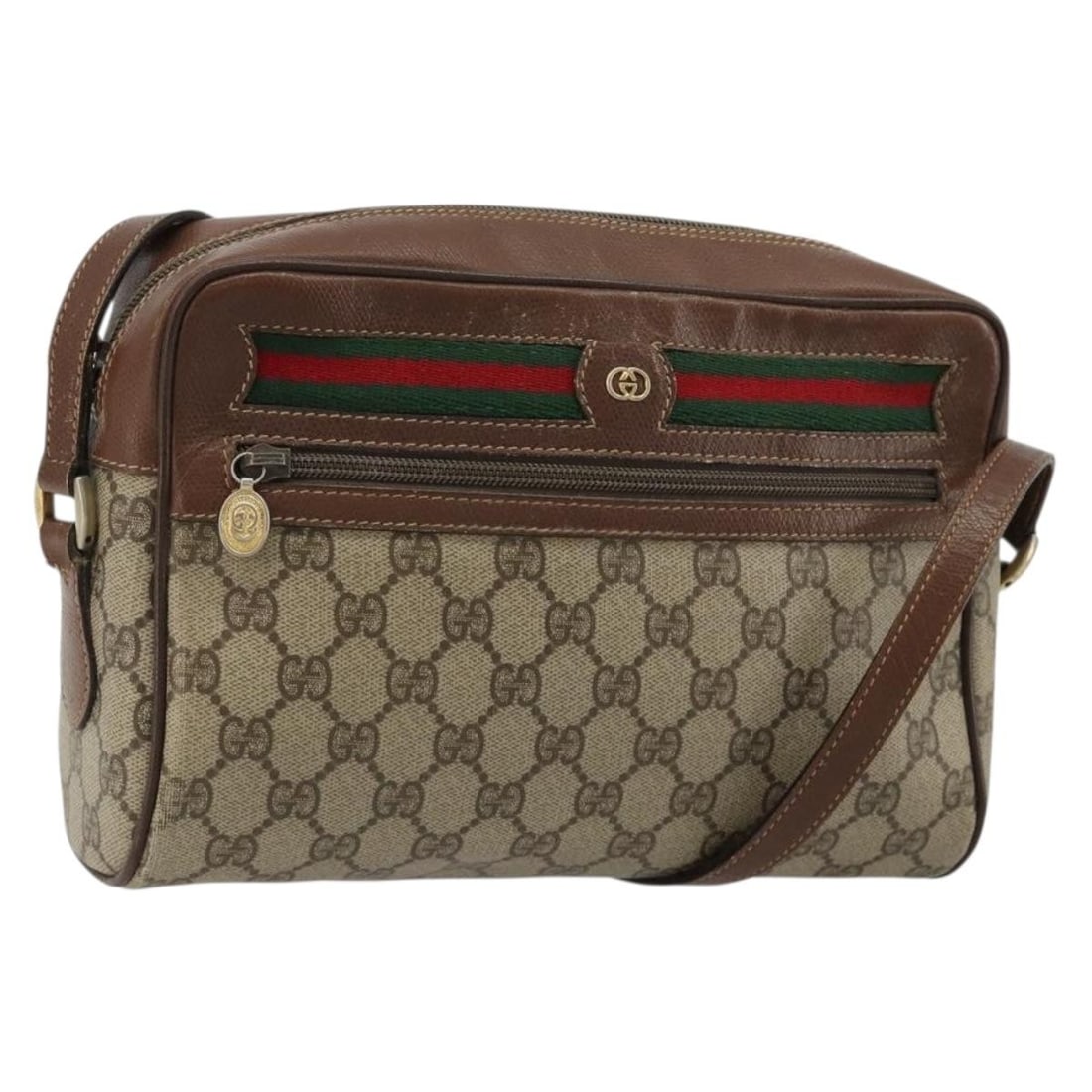 Gucci Sherry Line GG Canvas Shoulder Bag Beige 001 56 6472 4021: Gucci Sherry Line GG Canvas Shoulder Bag Beige 001 56 6472 4021 Gucci GG Supreme Web Sherry Line shoulder bag in beige GG canvas, made in Italy. This women's bag features an adjustable shoulder strap 