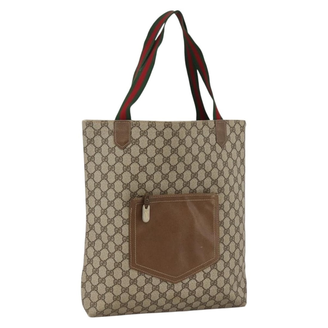 Beige GG Supreme Web Sherry Line Tote by Gucci: Beige GG Supreme Web Sherry Line Tote by Gucci This is a Gucci GG Supreme Web Sherry Line tote bag in beige GG canvas. Designed for women, it features the signature GG canvas exterior and classic web 