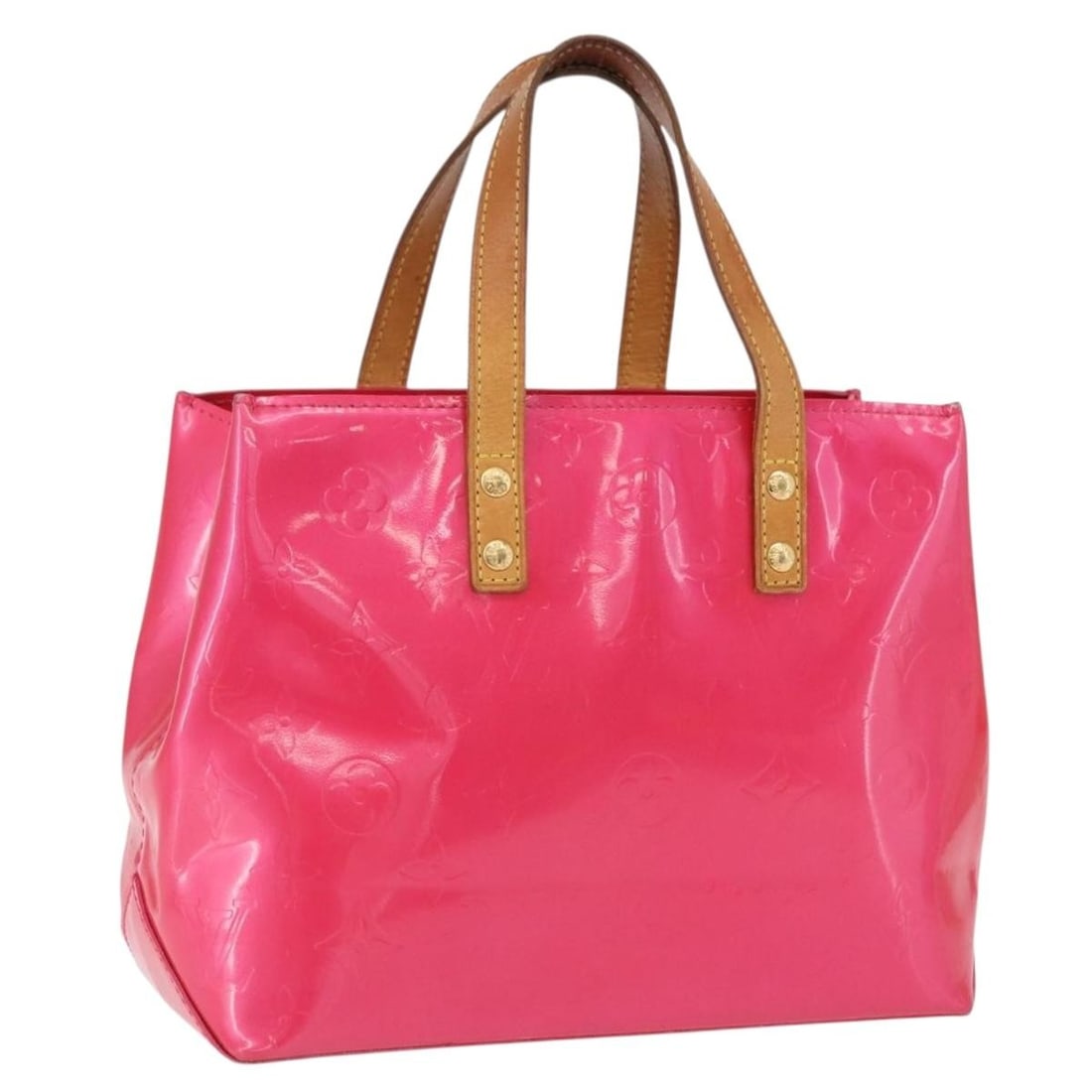 Louis Vuitton Reade PM Monogram Vernis Patent Leather Handbag M91221: Louis Vuitton Reade PM Monogram Vernis Patent Leather Handbag M91221 A Louis Vuitton Monogram Vernis Reade PM handbag in fuchsia pink patent leather. Made in France, this piece features the Monogram V