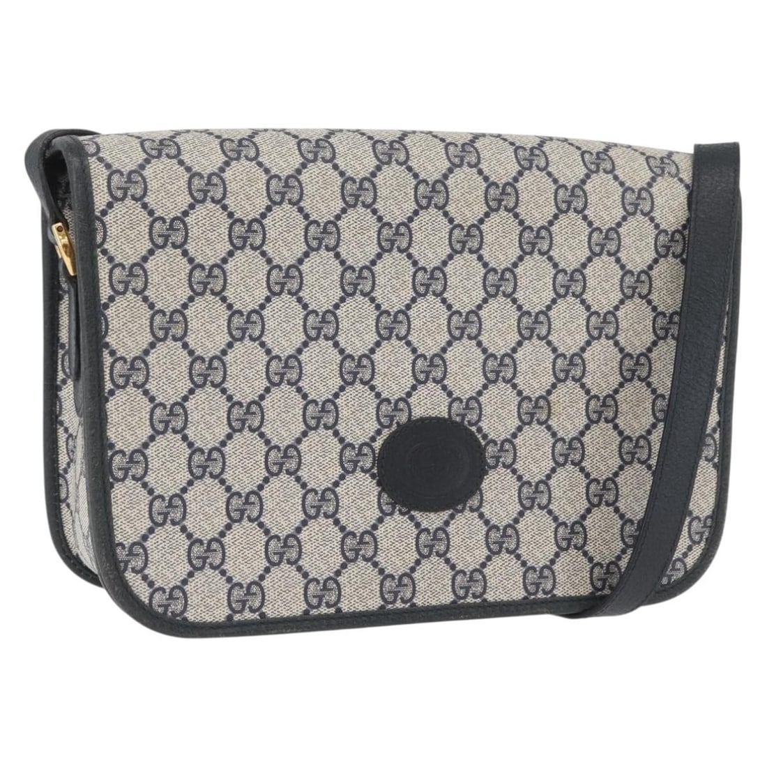 GG Supreme Navy Gold PVC Shoulder Bag by GUCCI 001 904 0915: GG Supreme Navy Gold PVC Shoulder Bag by GUCCI 001 904 0915 This GUCCI GG Supreme shoulder bag features navy and gold PVC leather with GG canvas accents. Designed for women, it offers a classic should