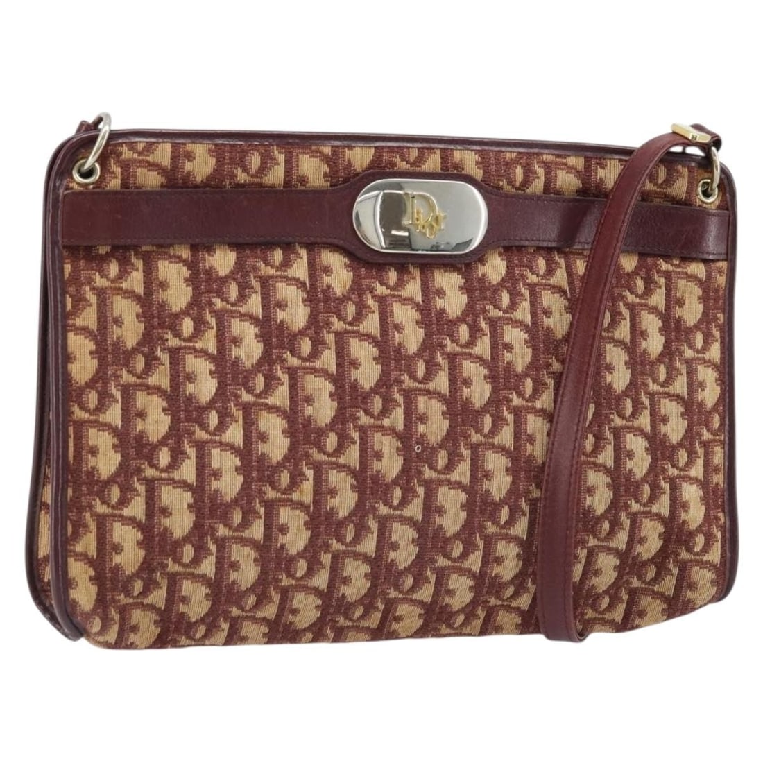 Christian Dior Red Gold Trotter Canvas Shoulder Bag: Christian Dior Red Gold Trotter Canvas Shoulder Bag Christian Dior shoulder bag in red and gold Trotter canvas, made in France. This women's bag is offered without the original box or dust bag; only t