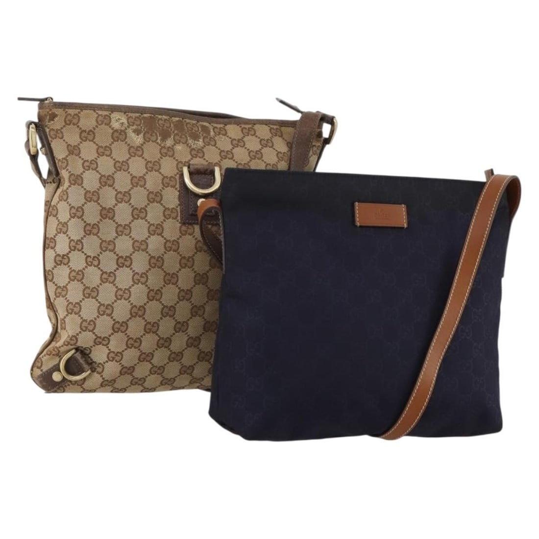 Gucci 2 Piece GG Canvas Shoulder Bag Set Beige Navy Italy: Gucci 2 Piece GG Canvas Shoulder Bag Set Beige Navy Italy A Gucci shoulder bag set in beige and navy GG canvas, made in Italy. This listing is for the item shown in the photo only; no item box or dust