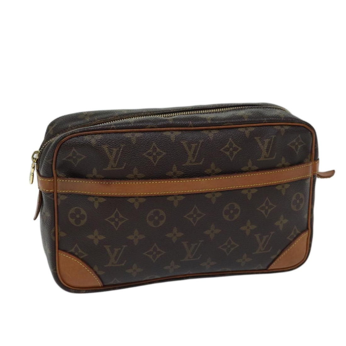 Louis Vuitton M51845 Compiegne 28 Monogram Canvas Clutch: Louis Vuitton M51845 Compiegne 28 Monogram Canvas Clutch Louis Vuitton Compiegne 28 clutch bag in Monogram Canvas, made in France. The bag has a monogram color/pattern, product no. M51845, and measure