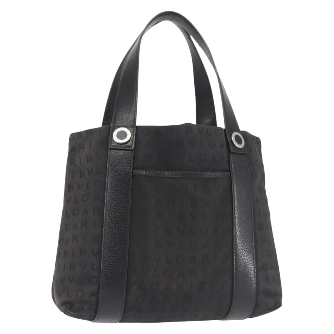 BVLGARI Logo Mania Black Silver Canvas Hand Bag Auth Italy (1 of 18)