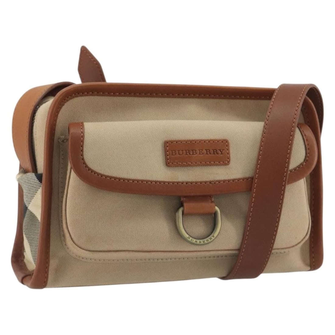 Burberry Canvas Shoulder Bag Beige Gold Tone 23cm: Burberry Canvas Shoulder Bag Beige Gold Tone 23cm A BURBERRY shoulder bag in beige canvas with a gold tone finish. It measures approximately W23 x H14 x D8.5 cm, with a shoulder drop of about 52 to 58
