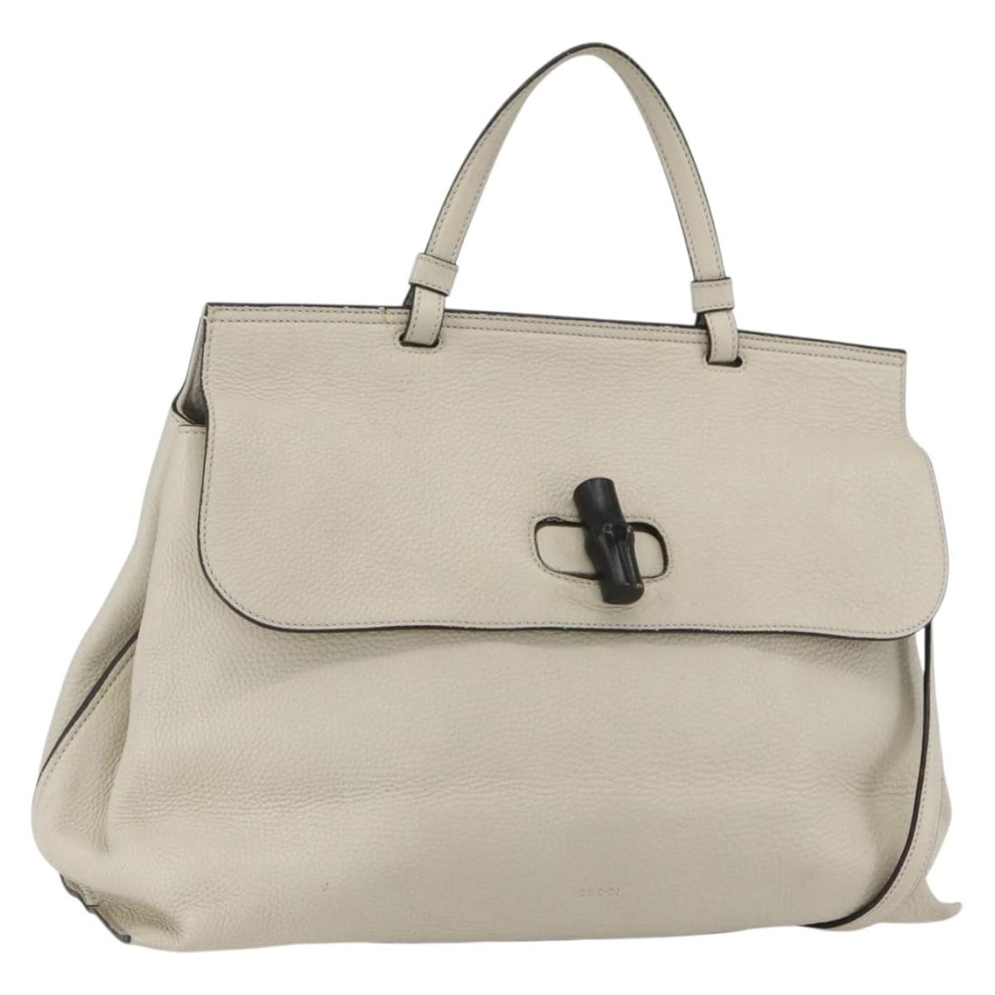 Gucci White Silver Leather 2way Handbag with Shoulder Strap 370830 Italy: Gucci White Silver Leather 2way Handbag with Shoulder Strap 370830 Italy This Gucci 2-way handbag features white and silver leather, offering versatility with both top handles and a detachable shoulde