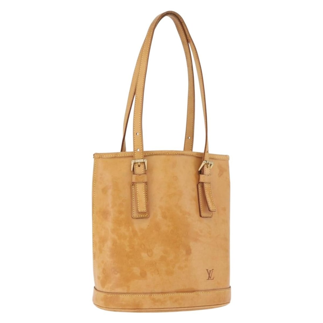 Louis Vuitton M85001 Bucket PM Beige Nomade Leather Shoulder Bag: Louis Vuitton M85001 Bucket PM Beige Nomade Leather Shoulder Bag Louis Vuitton Bucket PM shoulder bag in beige Nomade leather. This women's bag was made in France and includes the item shown only; the