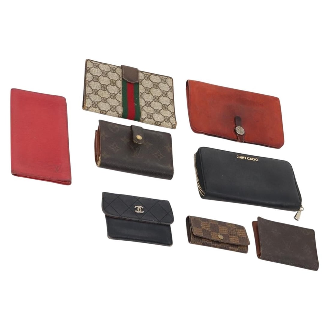 Louis Vuitton monogram canvas wallet set 8 black red beige auth: Louis Vuitton monogram canvas wallet set 8 black red beige auth This is a special set of eight LOUIS VUITTON wallets designed for women, crafted from Monogram Canvas in a mix of monogram, black, red, 