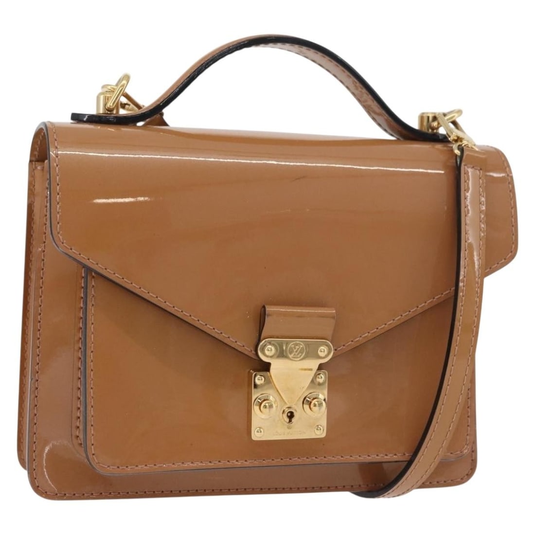 Louis Vuitton Monceau BB Vernis Patent Leather 2way Bag Rose Velours M91580: Louis Vuitton Monceau BB Vernis Patent Leather 2way Bag Rose Velours M91580 A Louis Vuitton Vernis Monceau BB 2-way handbag in Rose Velours, made from patent leather and accompanied by a shoulder stra