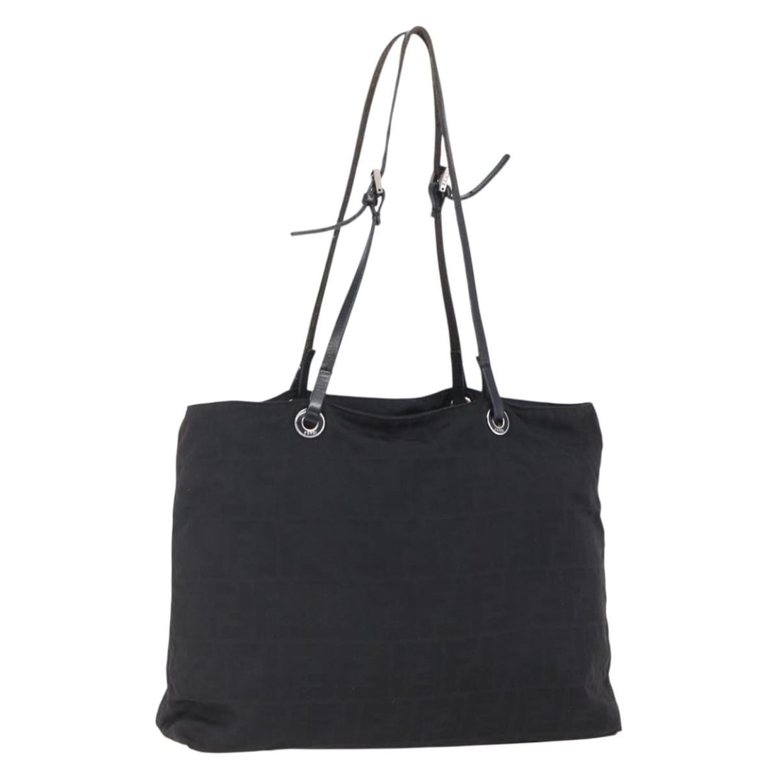 FENDI Zucca Canvas Tote Bag Black Brown with Pouch Made in Italy: FENDI Zucca Canvas Tote Bag Black Brown with Pouch Made in Italy This authentic FENDI Zucca Canvas Tote Bag combines style and practicality, featuring a distinctive black and brown Zucca canvas exteri