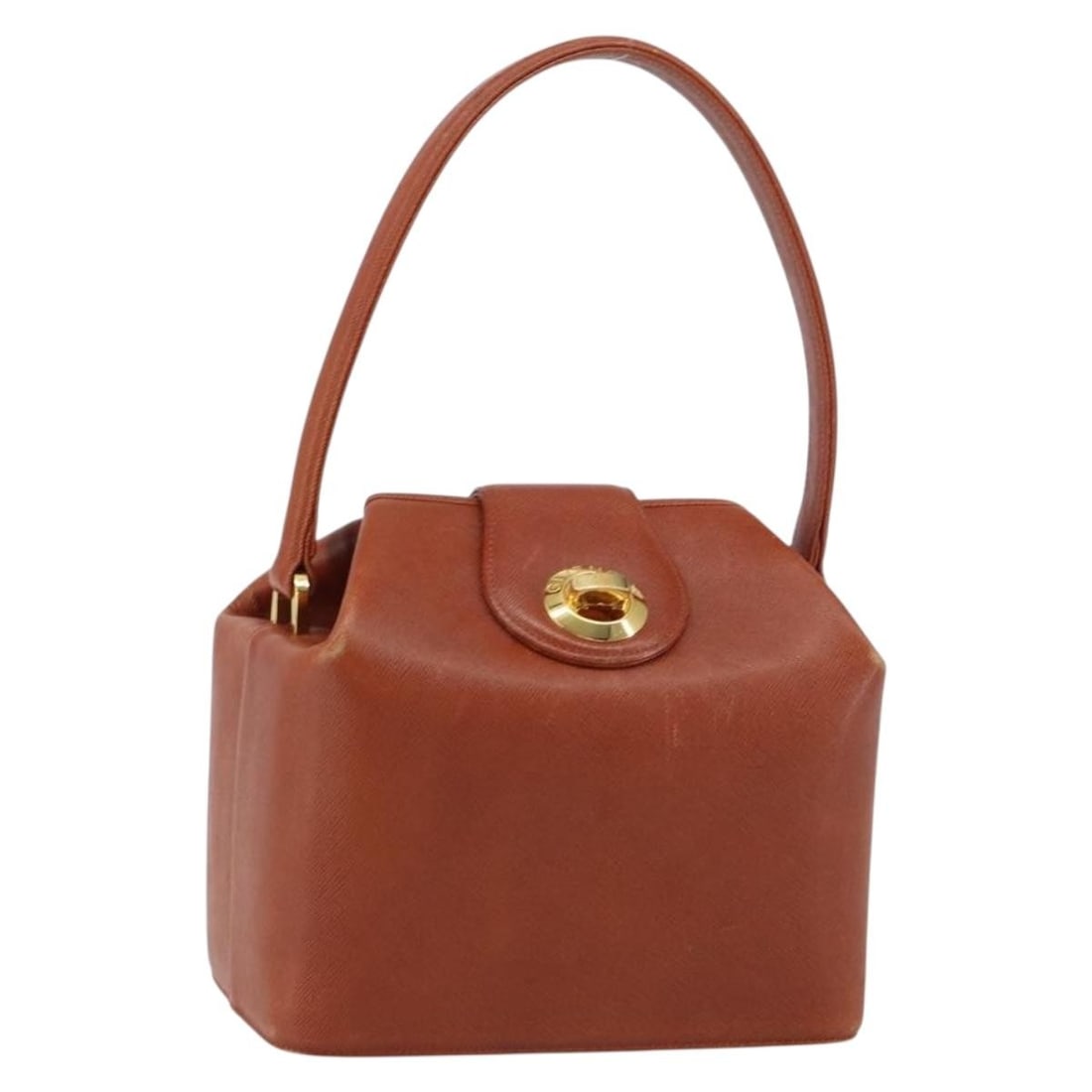 Givenchy Brown Leather Handbag with Gold Accents France: Givenchy Brown Leather Handbag with Gold Accents France This Givenchy handbag is crafted from brown and gold leather, featuring a structured silhouette and top handles. The bag is made in France and e