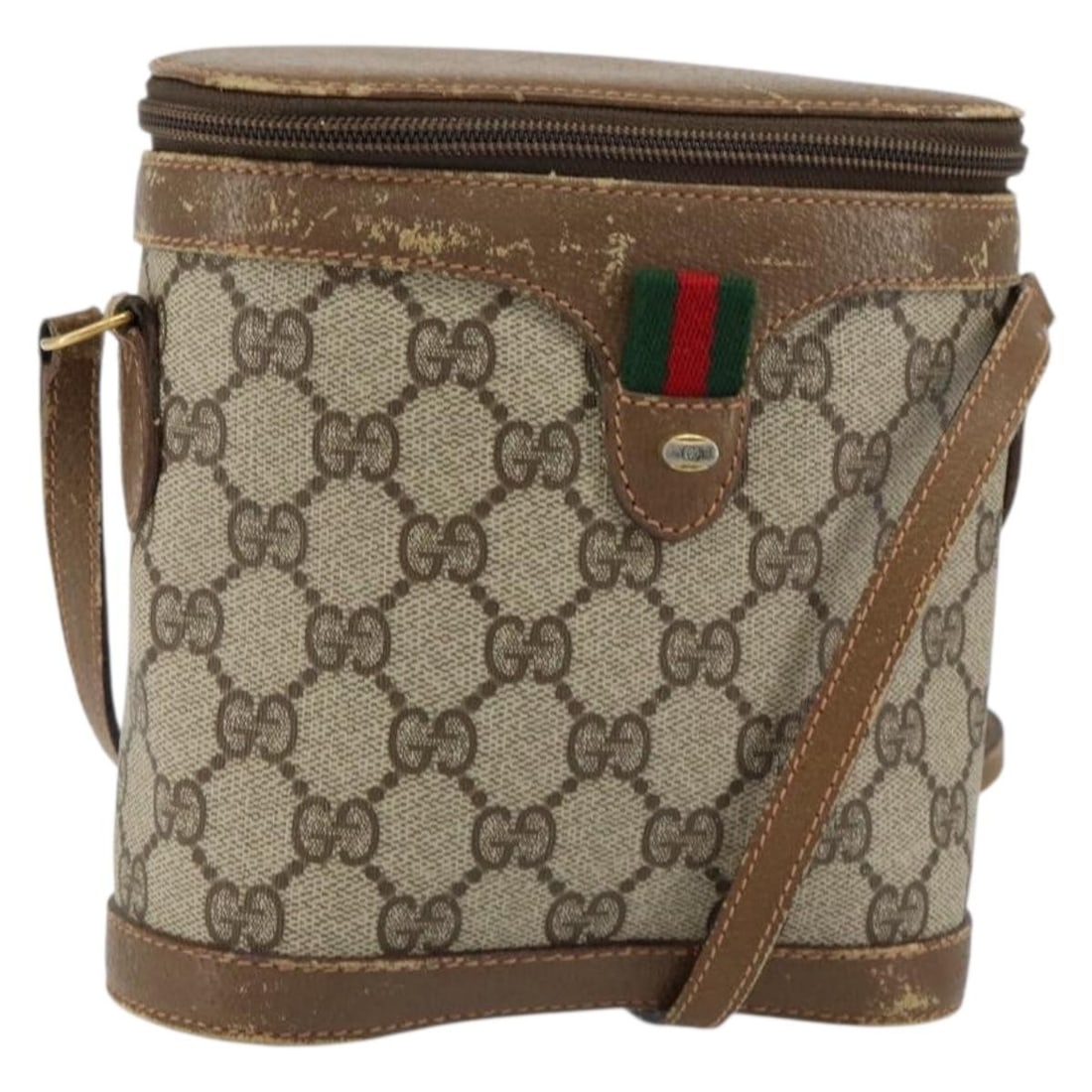 GUCCI GG Supreme Sherry Line Shoulder Bag Beige Gold PVC 904 02 070 Auth (1 of 18)