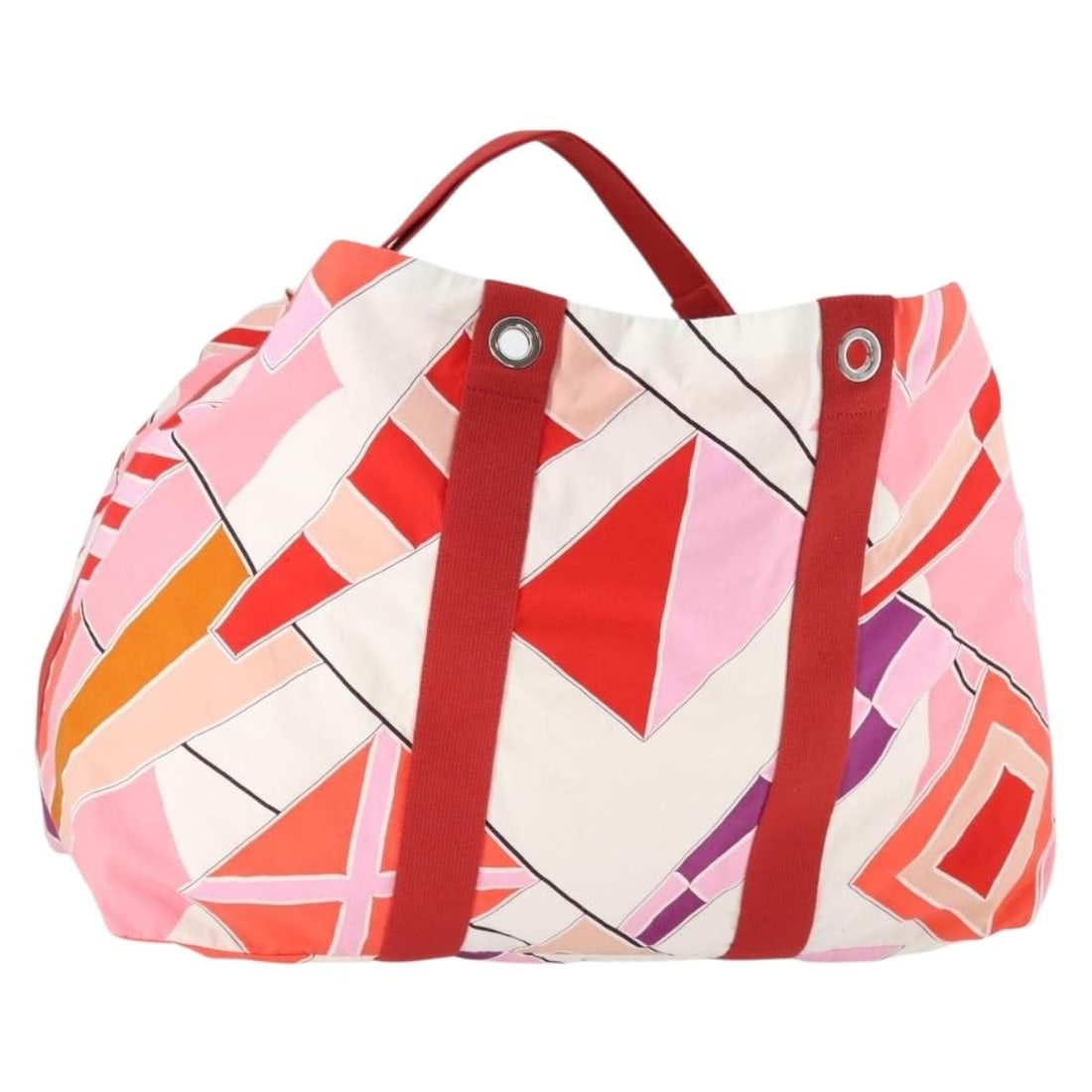 Hermes Red Canvas Tote Bag Beach Style France Made: Hermes Red Canvas Tote Bag Beach Style France Made A red canvas tote bag in heavily used condition, made in France. It is described as a beach bag/tote bag style and is offered with only the item show