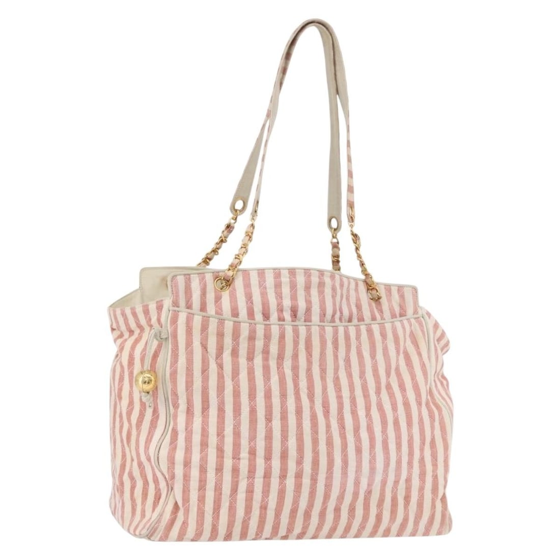 Chanel Matelasse Pink Canvas Shoulder Bag Gold CC Italy: Chanel Matelasse Pink Canvas Shoulder Bag Gold CC Italy A CHANEL Matelasse shoulder bag in pink and gold canvas, made in Italy. The bag measures approximately W42 x H35 x D23 cm with a shoulder drop o