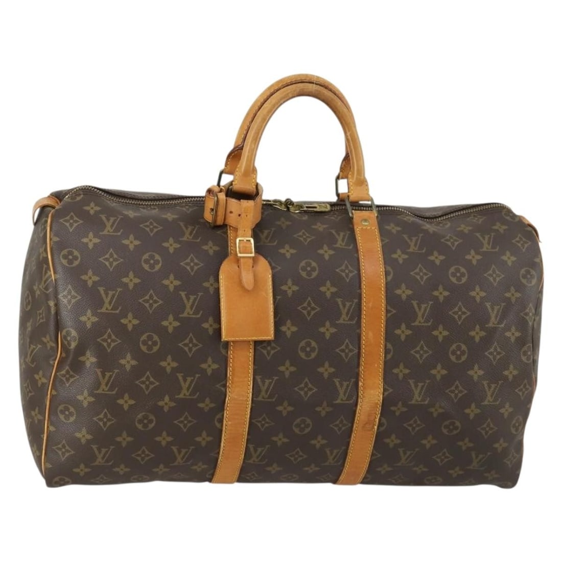 Louis Vuitton M41426 Keepall 50 Monogram Canvas Boston Bag: Louis Vuitton M41426 Keepall 50 Monogram Canvas Boston Bag Louis Vuitton Keepall 50 Boston bag in Monogram canvas, made in France. It comes with a name tag and powanie accessory. The bag is described 