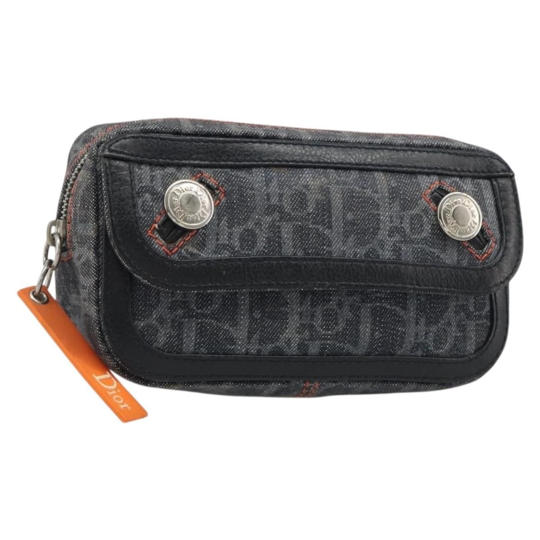 Christian Dior Trotter Canvas Pouch Black Silver Italy: Christian Dior Trotter Canvas Pouch Black Silver Italy Christian Dior Trotter Canvas Flight Pouch in black and silver, designed for women and made in Italy. This pouch features Trotter Canvas exterior