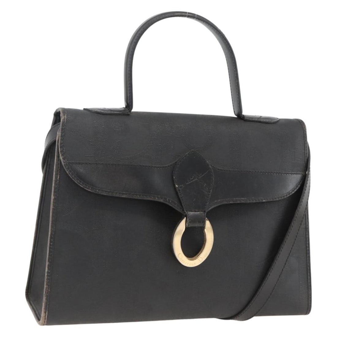 Christian Dior Trotter Canvas Black and Gold Convertible PVC Leather Handbag: Christian Dior Trotter Canvas Black and Gold Convertible PVC Leather Handbag This Christian Dior Trotter Canvas hand bag features a gold and black color combination and is crafted from PVC leather and