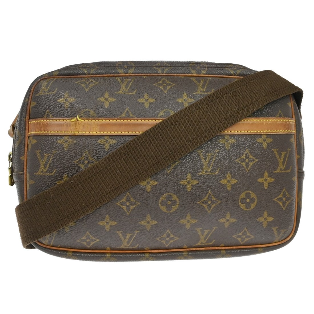 Louis Vuitton Reporter PM Monogram Canvas Crossbody Bag M45254: Louis Vuitton Reporter PM Monogram Canvas Crossbody Bag M45254 Vintage Louis Vuitton Reporter PM shoulder bag in brown Monogram canvas with leather trim and an adjustable crossbody strap. This zip-clo