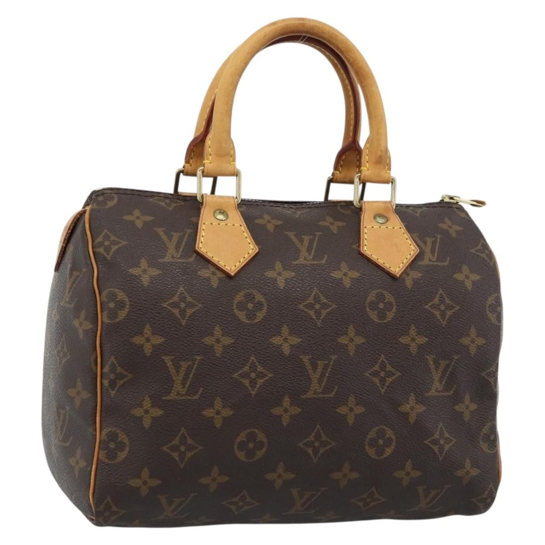 Louis Vuitton M41528 Speedy 25 Monogram Canvas Handbag: Louis Vuitton M41528 Speedy 25 Monogram Canvas Handbag Louis Vuitton Speedy 25 hand bag in Monogram canvas, made in France. This women's bag is a heavily used piece with visible wear throughout, inclu