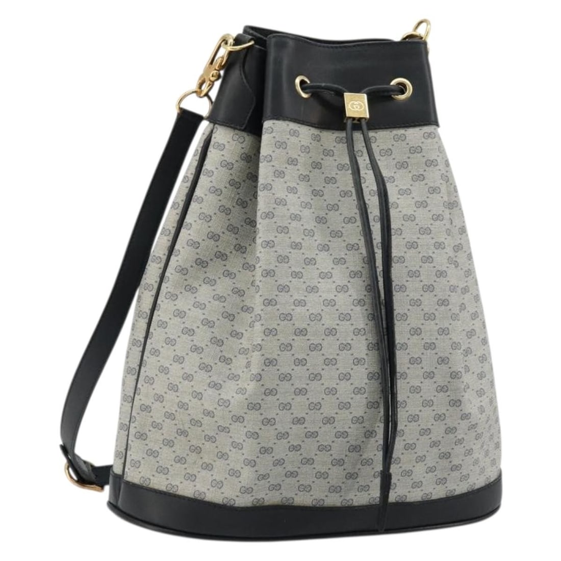 Gucci Navy Gold Micro GG Supreme PVC Shoulder Bag: Gucci Navy Gold Micro GG Supreme PVC Shoulder Bag This GUCCI Micro GG Supreme shoulder bag is crafted from navy and gold PVC leather with micro small GG canvas detailing. Designed for women, the bag f