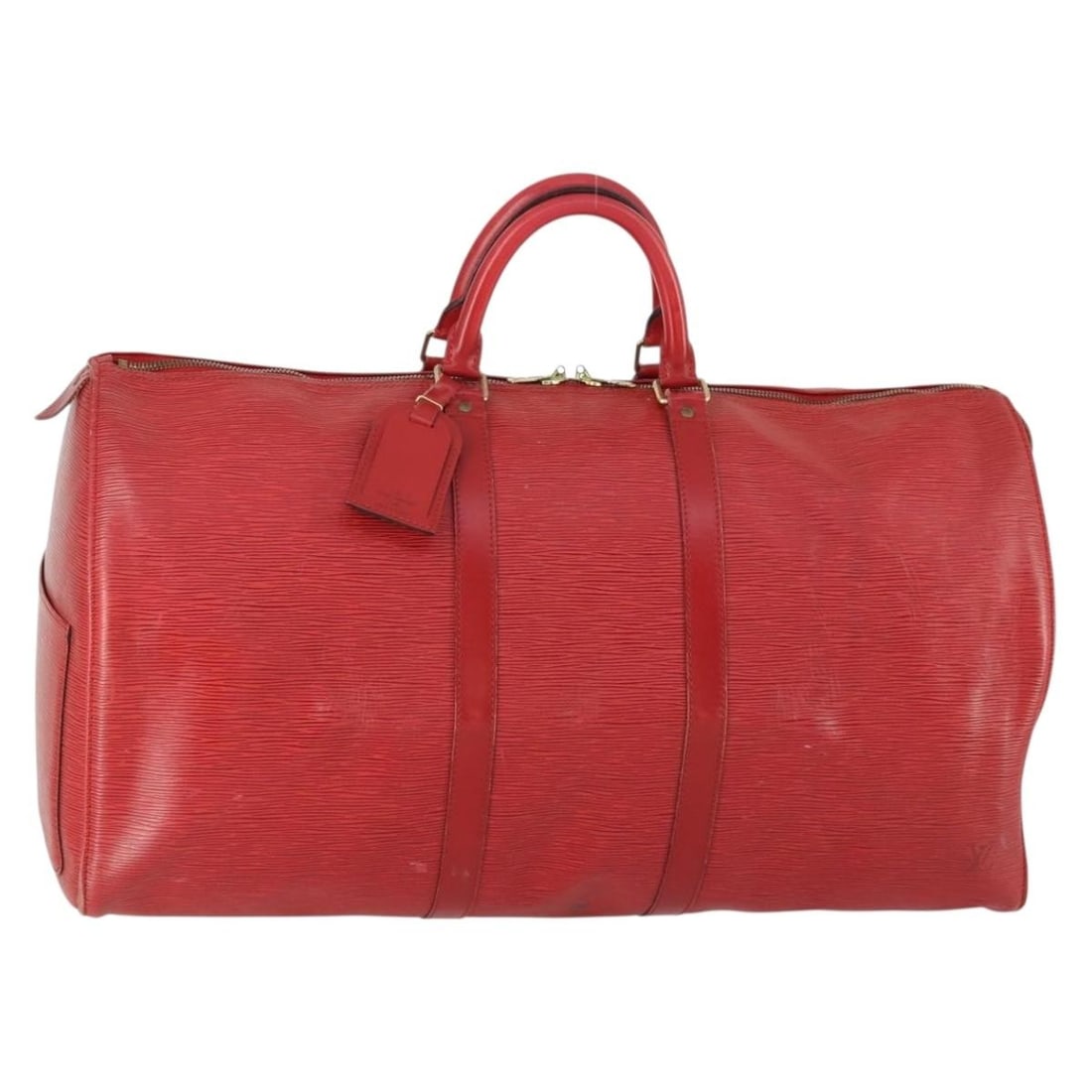 Louis Vuitton M42947 Keepall 60 Epi Leather Boston Bag Red: Louis Vuitton M42947 Keepall 60 Epi Leather Boston Bag Red This is a Louis Vuitton Epi Keepall 60 Boston Bag in red Epi leather. It comes with a name tag and was made in France. The bag is described a