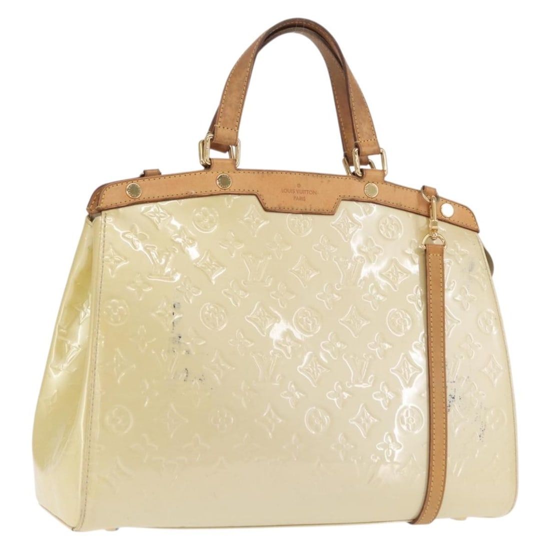 Louis Vuitton Blair MM Monogram Vernis Broncorail Patent Leather 2way Handbag: Louis Vuitton Blair MM Monogram Vernis Broncorail Patent Leather 2way Handbag This is a Louis Vuitton Monogram Vernis Blair MM bag in the Broncorail color, crafted from patent leather. It features a t
