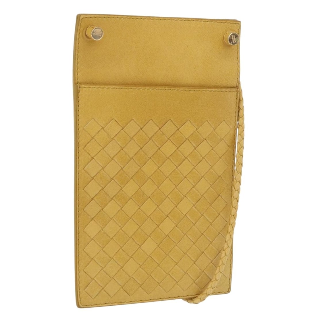 Bottega Veneta Intrecciato Leather Shoulder Bag Yellow Gold Italy: Bottega Veneta Intrecciato Leather Shoulder Bag Yellow Gold Italy A Bottega Veneta Intrecciato shoulder bag in yellow/gold leather, made in Italy. The bag has a shoulder strap with an approximate 40 c