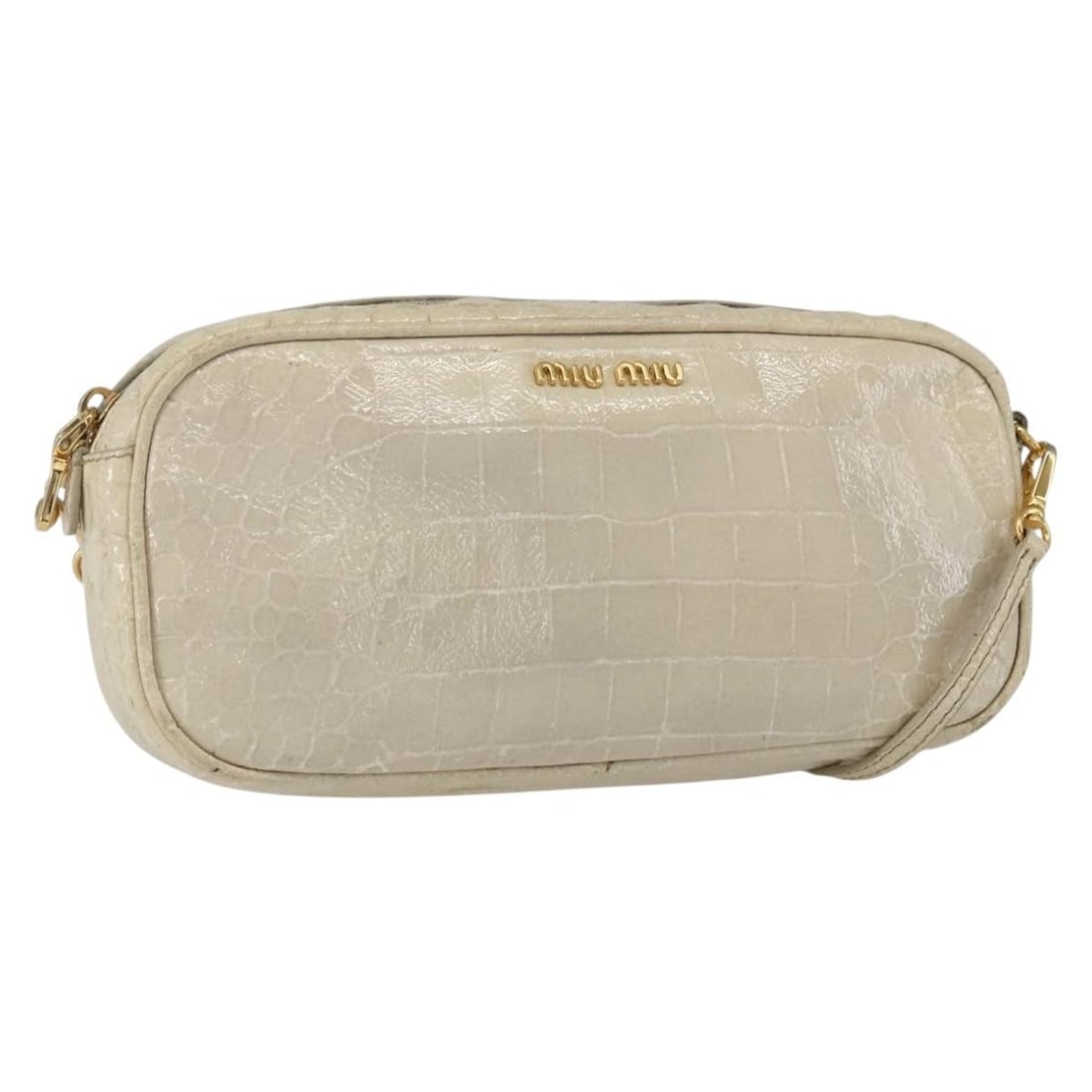 Miu Miu Light Beige Gold Leather Shoulder Bag Italy Auth ka871: Miu Miu Light Beige Gold Leather Shoulder Bag Italy Auth ka871 This exquisite Miu Miu shoulder bag is crafted in Italy from high-quality leather, featuring a chic light beige and gold exterior. With d