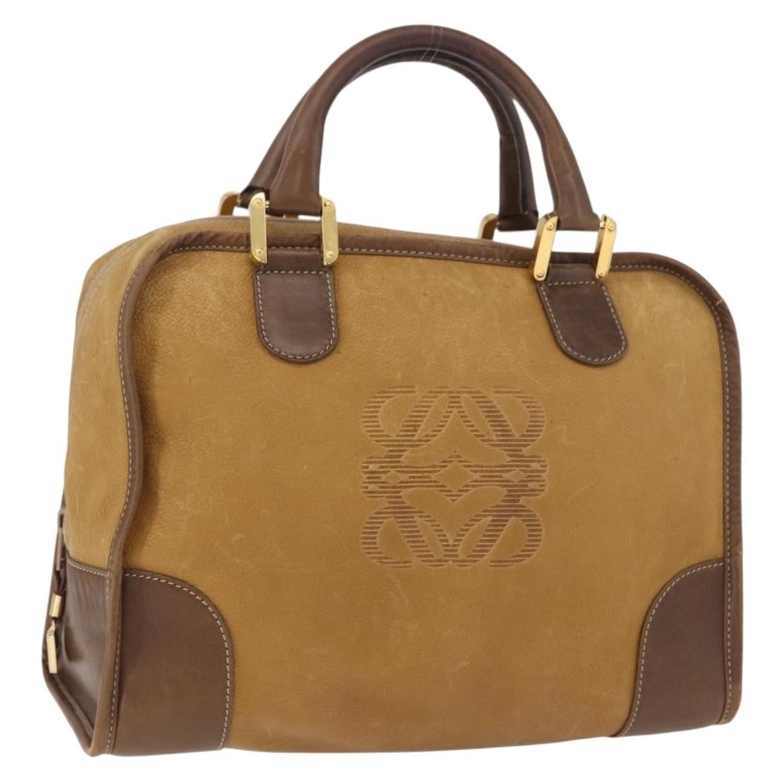 LOEWE Amazona 32 Brown Leather Handbag Gold Tone: LOEWE Amazona 32 Brown Leather Handbag Gold Tone LOEWE Amazona 32 handbag in brown leather with gold-tone accents. This women's handbag was made in Spain and is offered without the original box or dus