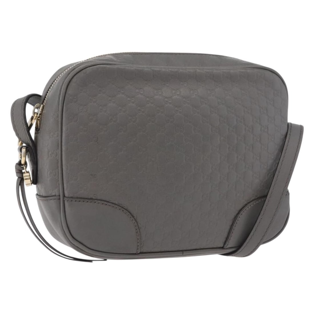 Gucci gray gold leather shoulder bag Micro GG Canvas 449413: Gucci gray gold leather shoulder bag Micro GG Canvas 449413 This GUCCI Micro GG Canvas Guccissima shoulder bag features a gray and gold color scheme with leather and micro small GG canvas construction