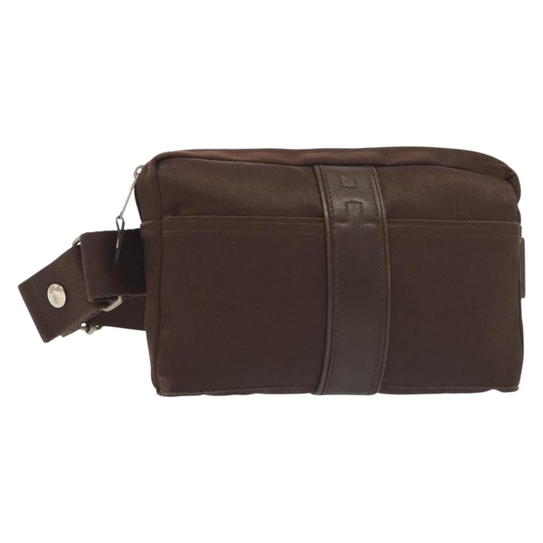 Hermes Akapu Luco canvas leather waist bag brown: Hermes Akapu Luco canvas leather waist bag brown Authentic Hermes Akapu Luco waist bag in brown canvas with leather trim. Made in France, this women's belt bag features a compact silhouette and an adj