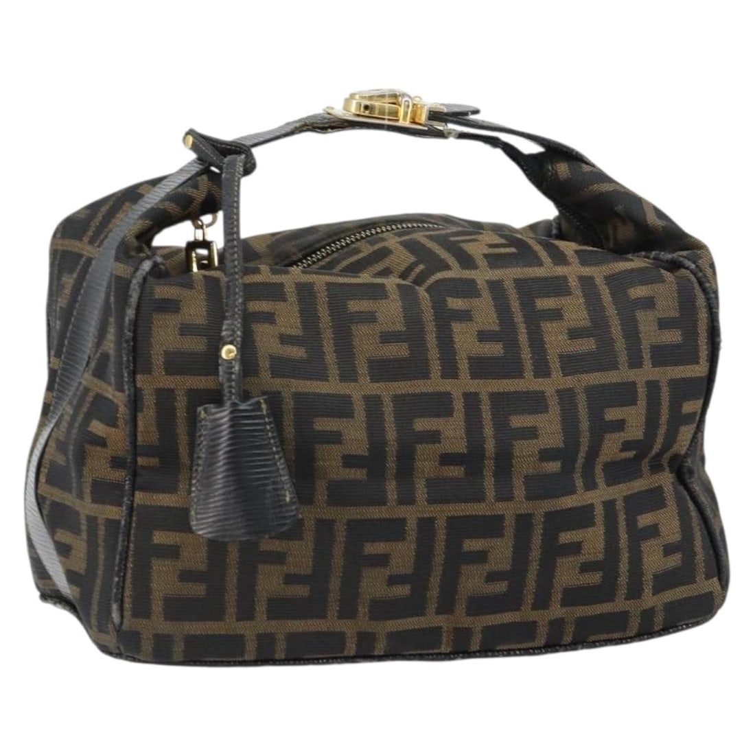 Zucca Canvas Vanity Handbag by Fendi in Black and Brown: Zucca Canvas Vanity Handbag by Fendi in Black and Brown This FENDI Zucca Canvas Vanity Bag features the brand's iconic black and brown Zucca canvas exterior. Designed as a hand bag, it comes with a to