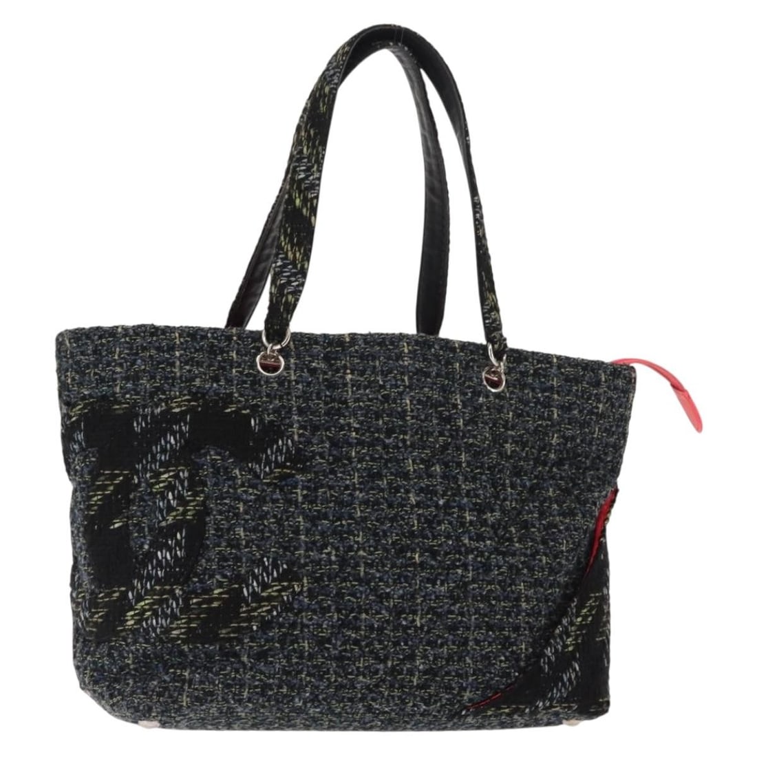 CHANEL Cambon Line Navy Silver Tote Bag Authentic Canvas: CHANEL Cambon Line Navy Silver Tote Bag Authentic Canvas This CHANEL Cambon Line Tote Bag is a stylish and practical accessory crafted in France. Made from durable canvas, it features a chic navy and 