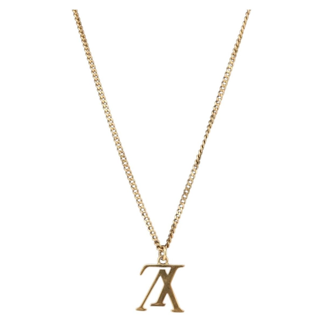 Louis Vuitton M62682 LV Upside Down Gold Tone Metal Necklace (1 of 16)