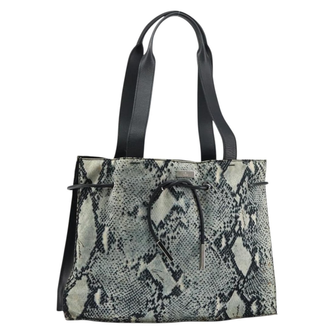 GUCCI Black Canvas Tote Bag Authentic Italy 156891: GUCCI Black Canvas Tote Bag Authentic Italy 156891 This exquisite GUCCI tote bag showcases a classic design crafted from durable black canvas. Made in Italy, it features spacious dimensions suitable f