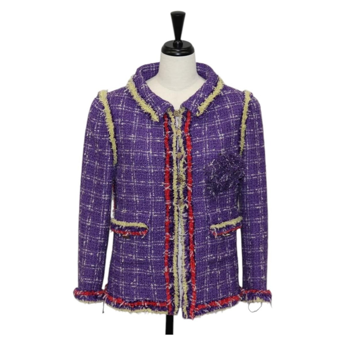Purple Tweed Jacket Size 36 CHANEL CC Removable Corsage (1 of 13)