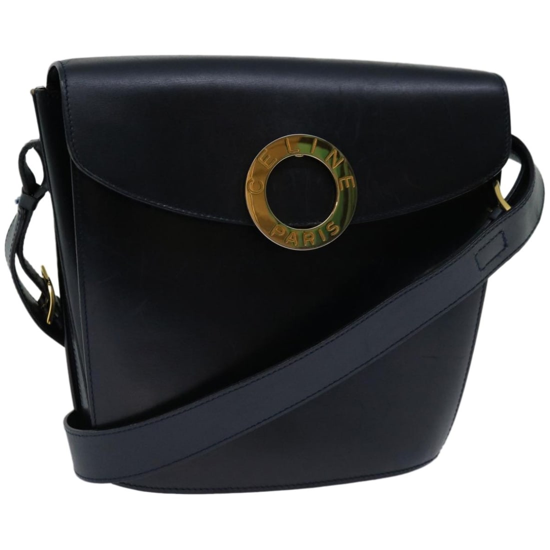 CELINE navy leather women's shoulder bag Italy: CELINE navy leather women's shoulder bag Italy This CELINE shoulder bag is crafted from navy leather and features a classic, structured silhouette. Designed for women, it offers a practical size with 