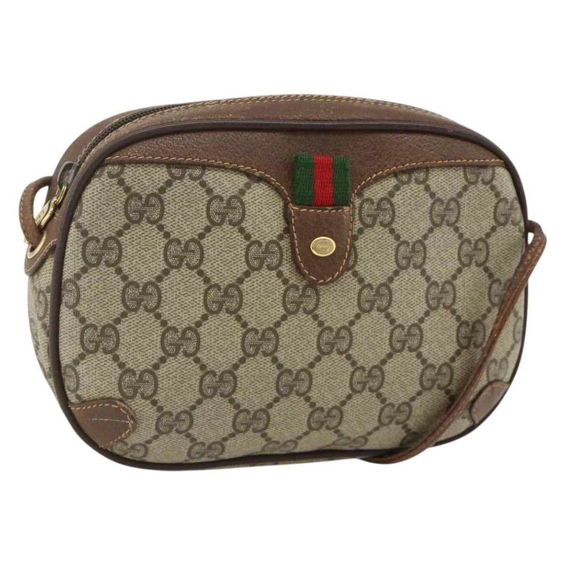 Gucci Sherry Line beige gold PVC shoulder bag 89 02 066: Gucci Sherry Line beige gold PVC shoulder bag 89 02 066 This GUCCI GG Supreme Web Sherry Line shoulder bag features a beige and gold exterior crafted from PVC leather and GG canvas. Made in Italy, it 