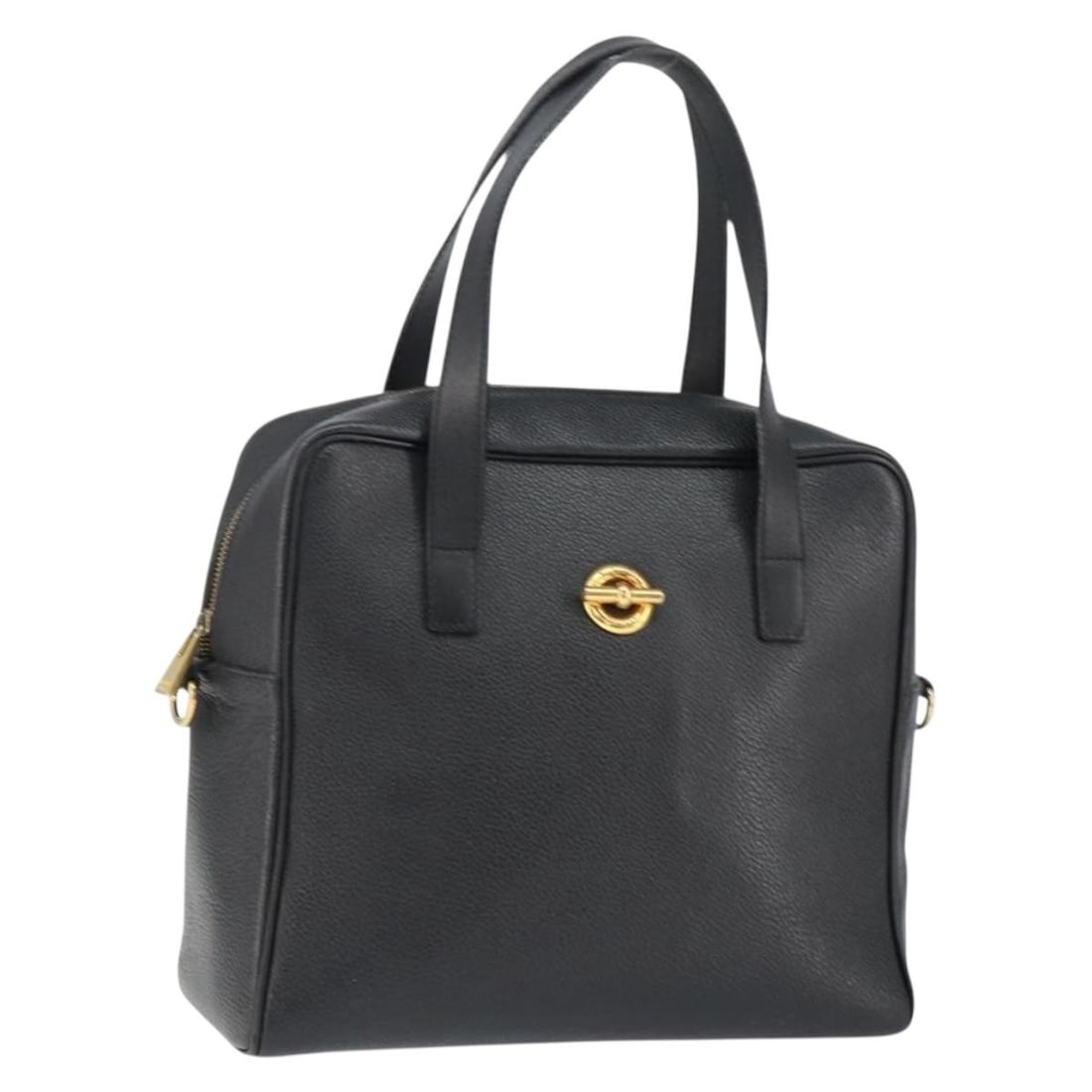CELINE Black Gold Leather Hand Bag Auth CE06-1: CELINE Black Gold Leather Hand Bag Auth CE06-1 This authentic CELINE handbag exemplifies luxury with its elegant black leather exterior accented by gold hardware. Crafted in France, this stylish hand 