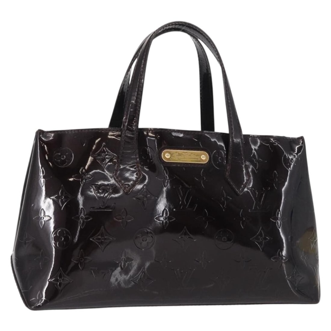 LOUIS VUITTON Monogram Vernis Wilshire PM Bag Amarante M93641 Authentic: LOUIS VUITTON Monogram Vernis Wilshire PM Bag Amarante M93641 Authentic Introducing the LOUIS VUITTON Monogram Vernis Wilshire PM Bag in a stunning Amarante shade, crafted from luxurious patent leathe