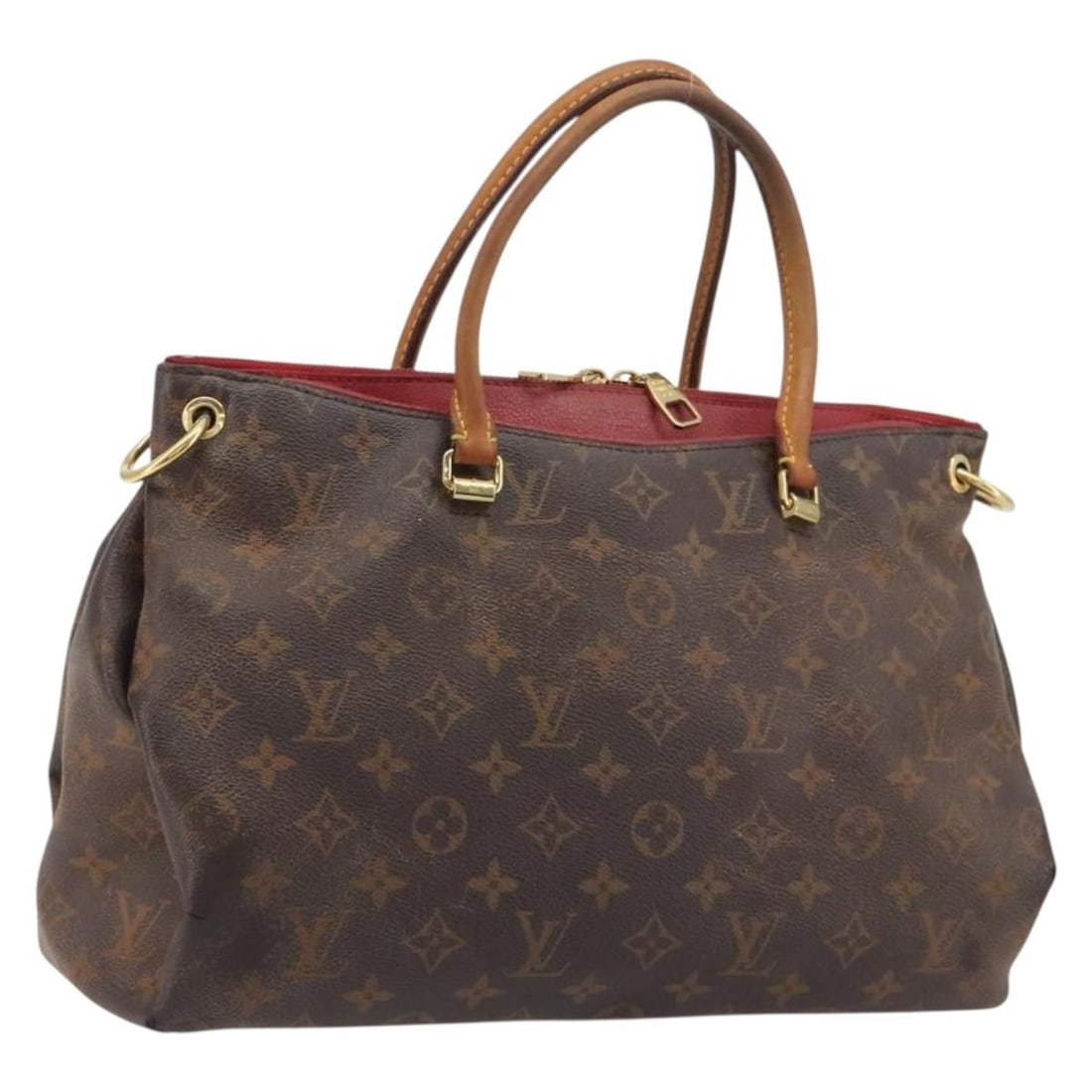 Louis Vuitton Pallas MM 2way Monogram Canvas Handbag Red M41175: Louis Vuitton Pallas MM 2way Monogram Canvas Handbag Red M41175 Louis Vuitton Pallas MM 2-way handbag in Monogram Canvas with a Monogram/Red exterior. Made in Spain, this women's handbag is identified