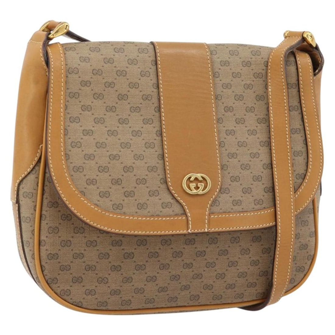 Gucci 001 41 4425 Micro GG Supreme PVC Leather Shoulder Bag Beige Gold: Gucci 001 41 4425 Micro GG Supreme PVC Leather Shoulder Bag Beige Gold This Gucci shoulder bag is crafted in beige and gold PVC leather with Micro Small GG canvas. It features a shoulder strap with an