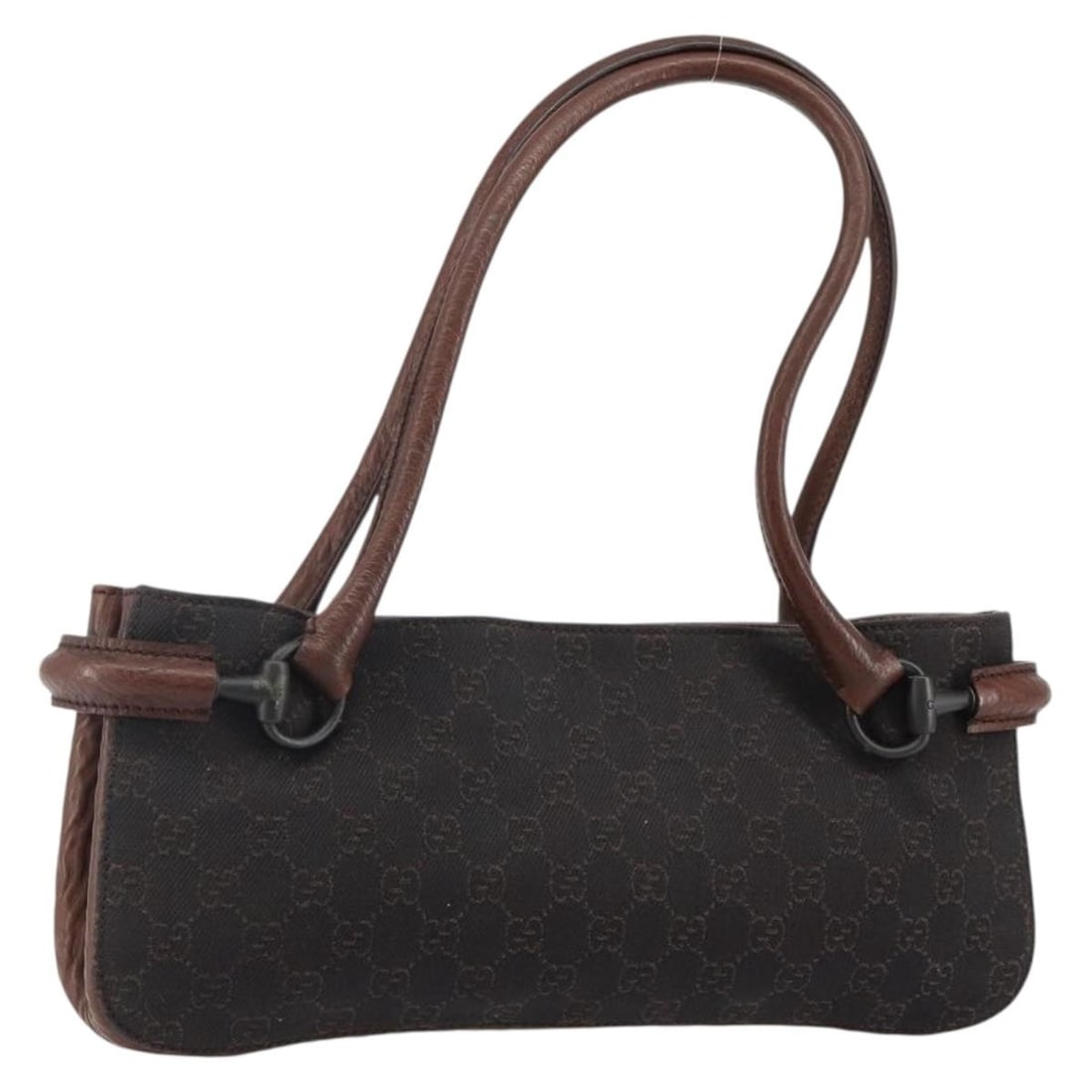 Gucci 101345 Horsebit GG Canvas Shoulder Bag Black Silver: Gucci 101345 Horsebit GG Canvas Shoulder Bag Black Silver Gucci shoulder bag in GG Canvas with a black and silver colorway. Made in Italy, this women's bag measures approximately 35 cm W x 15 cm H x 5
