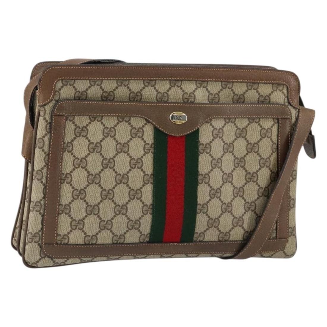 Gucci Sherry Line GG Supreme PVC Shoulder Bag Beige Gold 904 02 013: Gucci Sherry Line GG Supreme PVC Shoulder Bag Beige Gold 904 02 013 Authentic GUCCI Sherry Line shoulder bag in beige and gold, made from PVC leather and GG canvas. It features a shoulder strap and wa