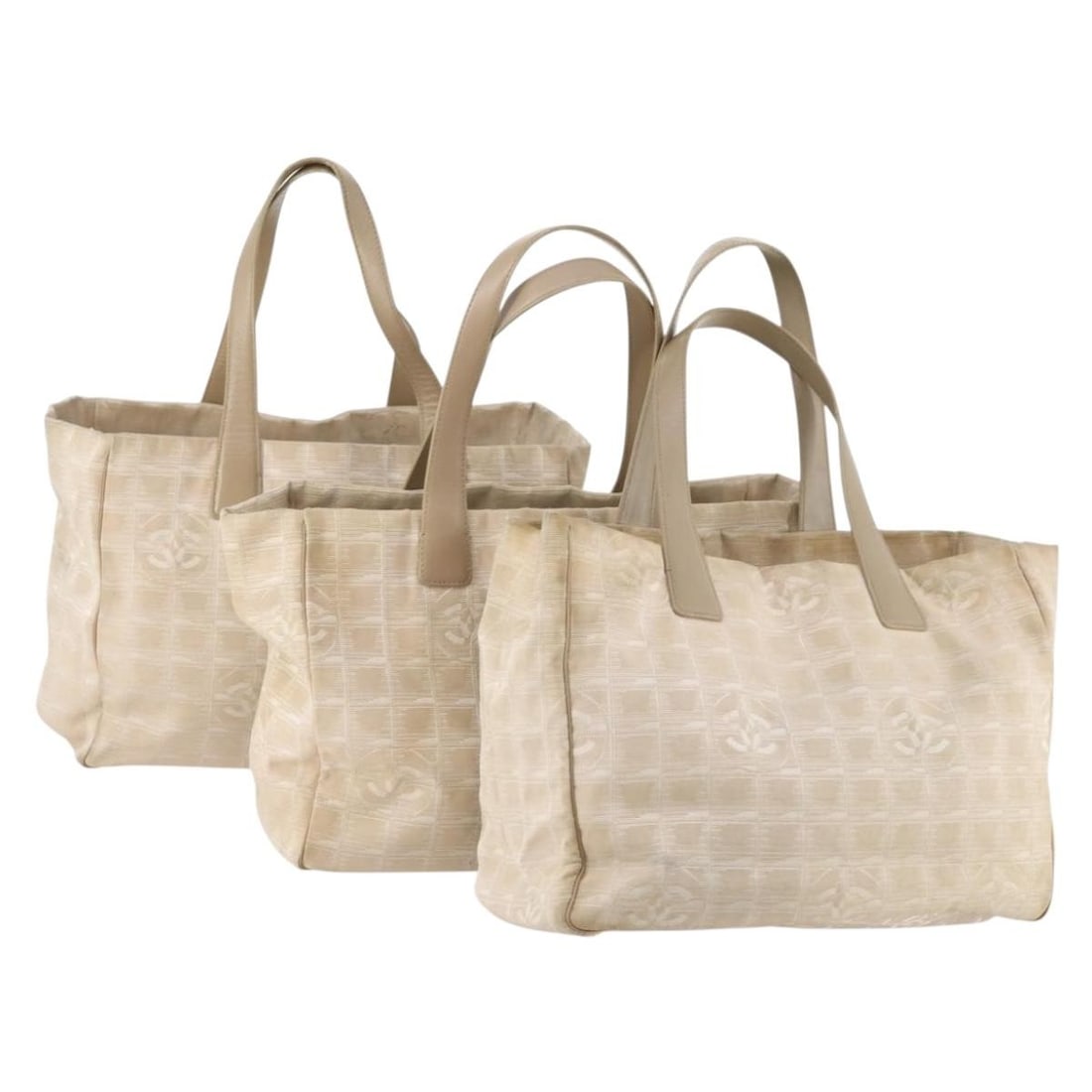 3 Piece Beige Nylon Tote Bag Set CHANEL New Travel Line (1 of 18)