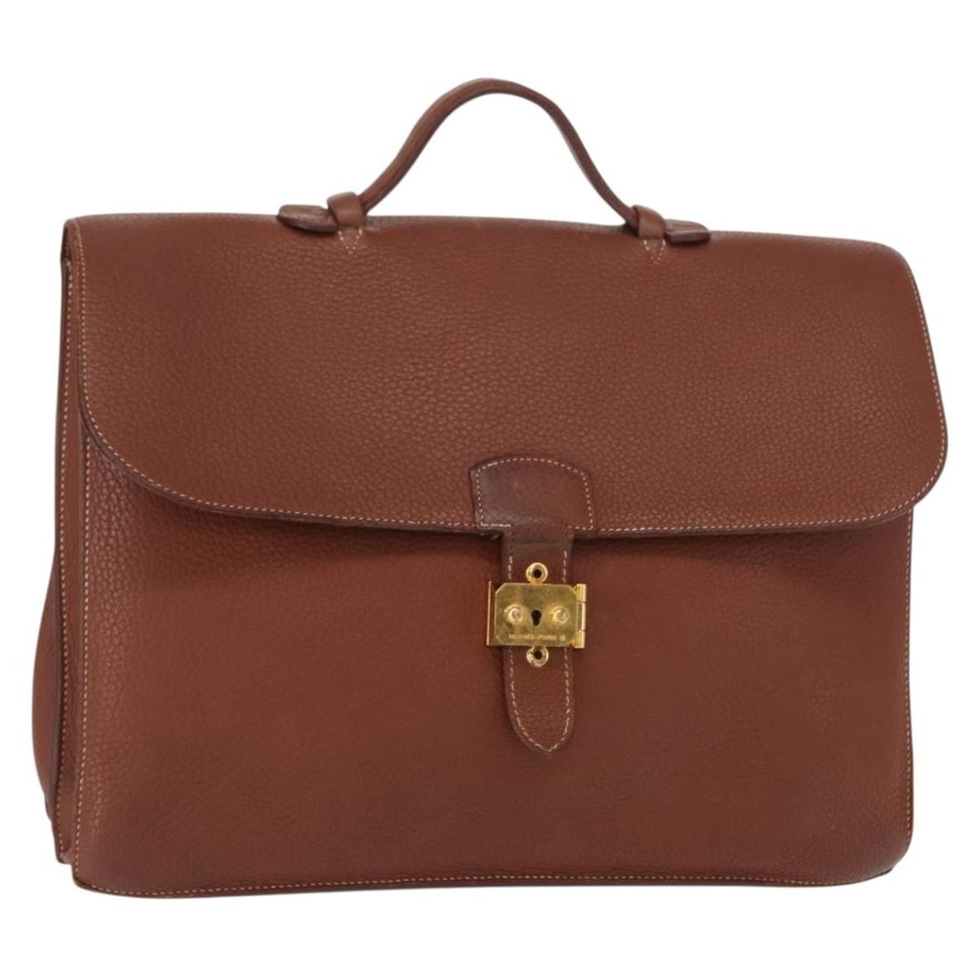 Hermes Sac Adepeche 38 Brown Leather Briefcase Business Bag: Hermes Sac Adepeche 38 Brown Leather Briefcase Business Bag Hermes Sac Adepeche 38 business bag in brown leather, made in France. Designed for women, this bag measures approximately 38 cm wide, 28 cm 