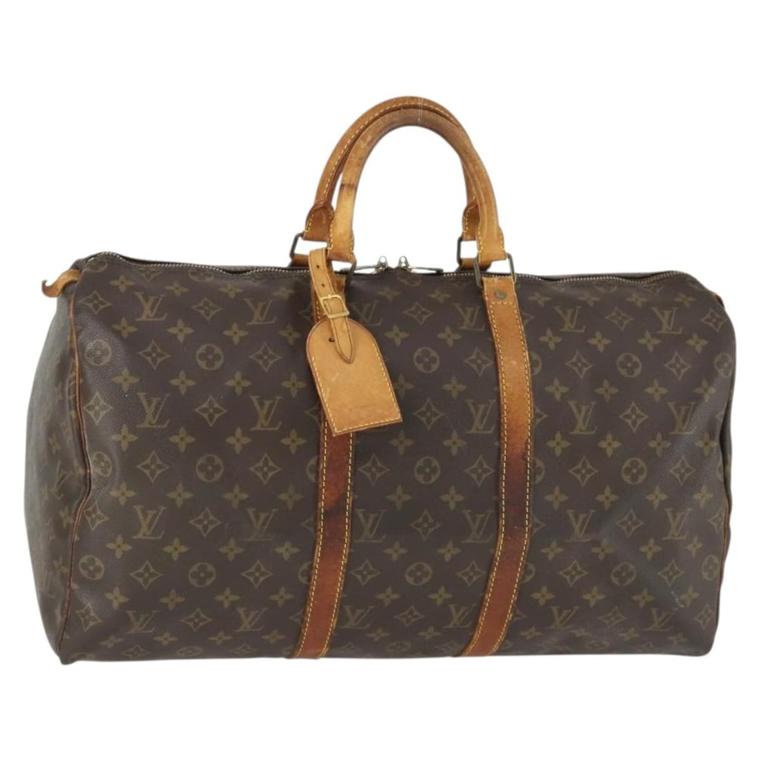 Louis Vuitton M41426 Keepall 50 Monogram Canvas Boston Bag: Louis Vuitton M41426 Keepall 50 Monogram Canvas Boston Bag Louis Vuitton Monogram Keepall 50 Boston Bag in Monogram Canvas, made in France. It includes a name tag and features the classic Monogram pat