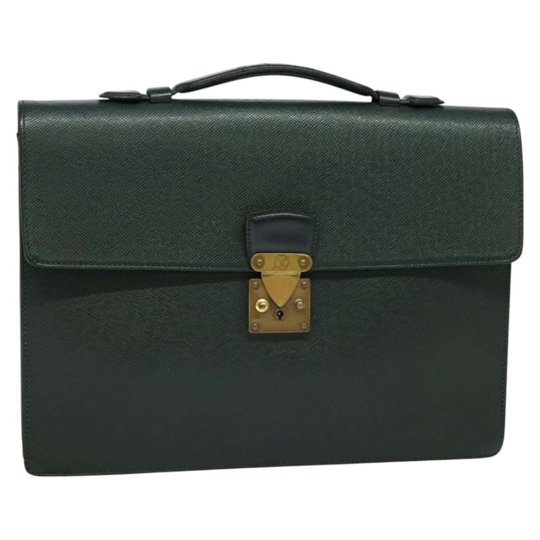 Louis Vuitton Taiga Leather Kourad Business Bag Epicea M30074: Louis Vuitton Taiga Leather Kourad Business Bag Epicea M30074 This Louis Vuitton Taiga Serviette Kourad business bag in Epicea features a structured design crafted from Taiga leather. The bag, made in