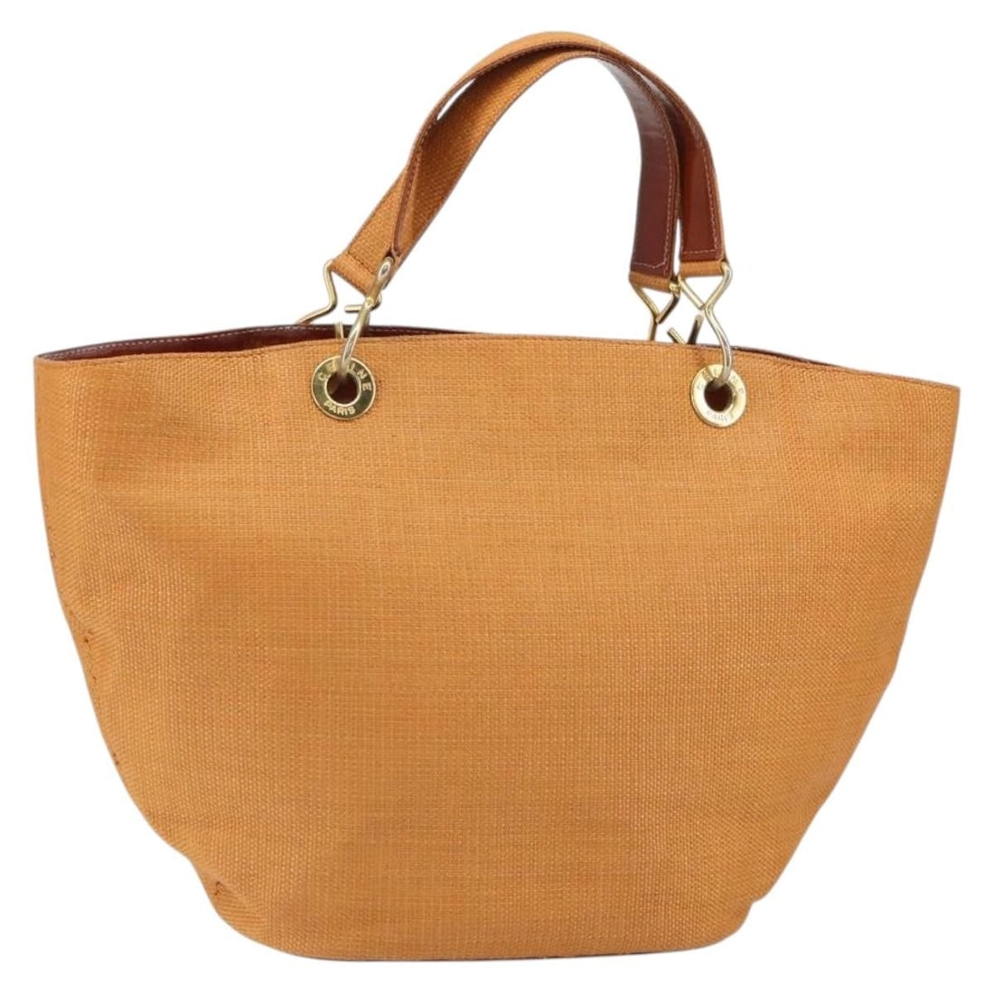 Orange Nylon Celine Shoulder Bag Italy Gold Tone: Orange Nylon Celine Shoulder Bag Italy Gold Tone This CELINE shoulder bag is crafted from durable nylon in a striking orange and gold color combination. Designed for women, it features a spacious inte