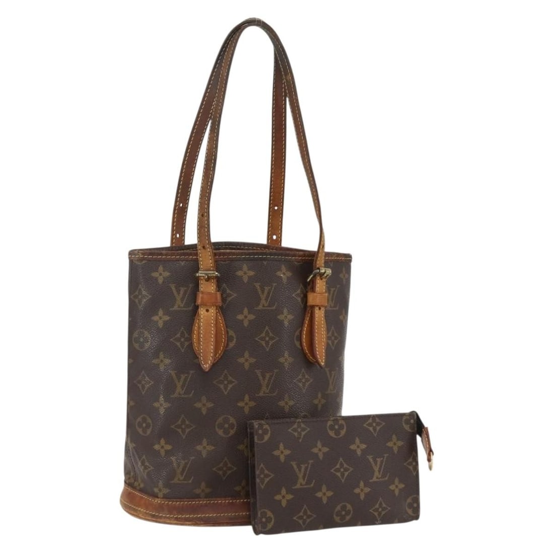 Louis Vuitton Bucket PM Monogram Canvas Shoulder Bag M42238 Pouch: Louis Vuitton Bucket PM Monogram Canvas Shoulder Bag M42238 Pouch Louis Vuitton Monogram Bucket PM shoulder bag in Monogram Canvas, made in France. It comes with a pouch accessory and features the cla